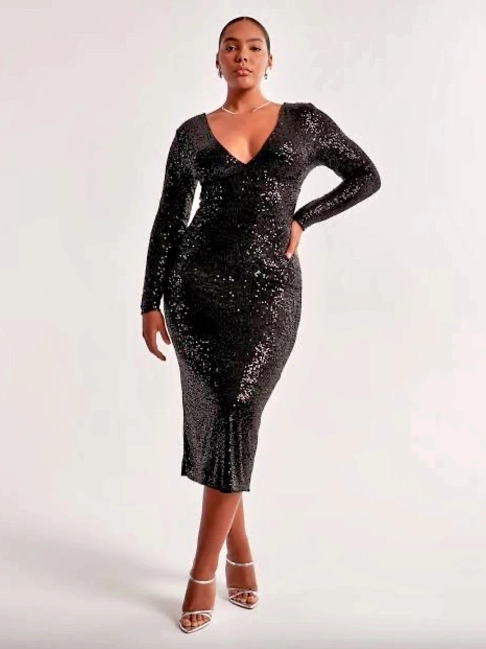 Abercrombie & Fitch Black Sequin Midi Dress Size S Brand New